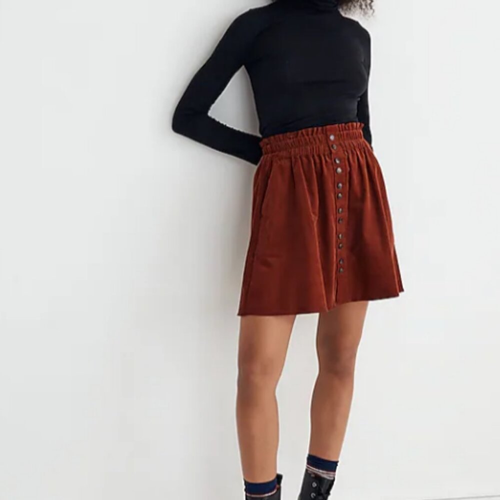 Madewell Baby Corduroy Paperbag Button front mini skirt